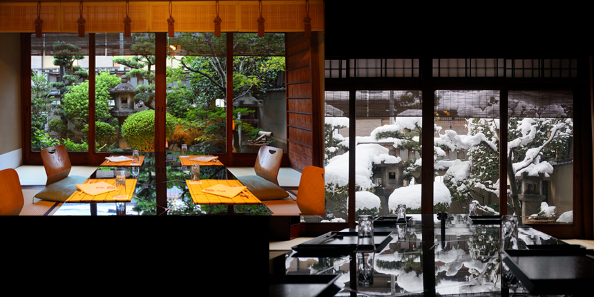 The traditional townscape gracefully adorned with seasonal beauty with Tempura !